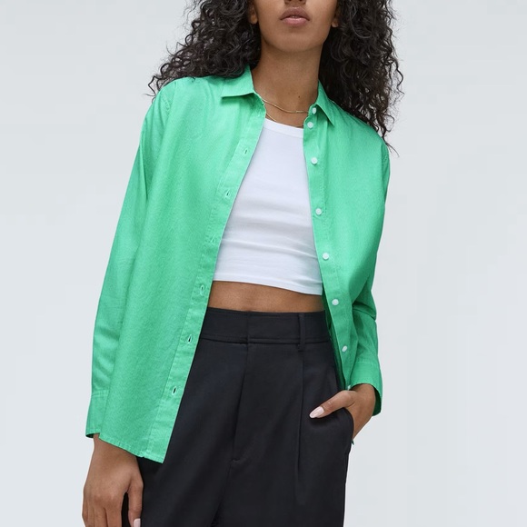 Everlane The Silky Cotton Relaxed Shirt In Mint - Picture 4 of 6